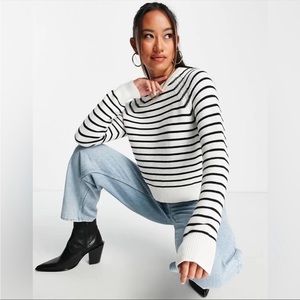 Navy Stripe Mozart Crew Neck Jumper XS